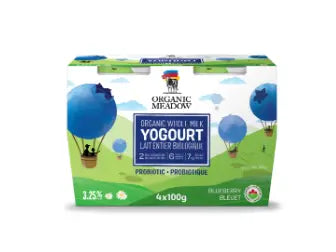 Organic Meadow Whole Milk Blueberry Yogurt, 4X100g