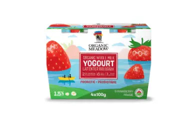 Organic Meadow Whole Milk Strawberry Yogurt, 4X100g