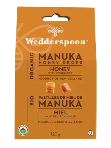 Wedderspoon Organic Manuka Honey Drops - Echinacea, 120G