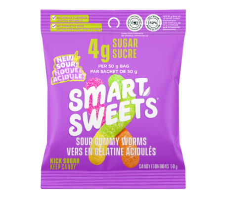 Smart Sweets - Sour Gummy Worms, 50G