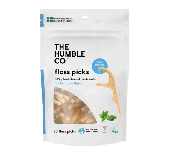 The Humble Co. Dental Floss Picks Mint, 50Ct