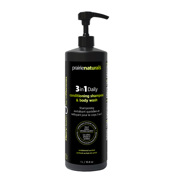 Prairie Naturals Men's 3 In 1 Daily Conditioning Shampoo & Body Wash