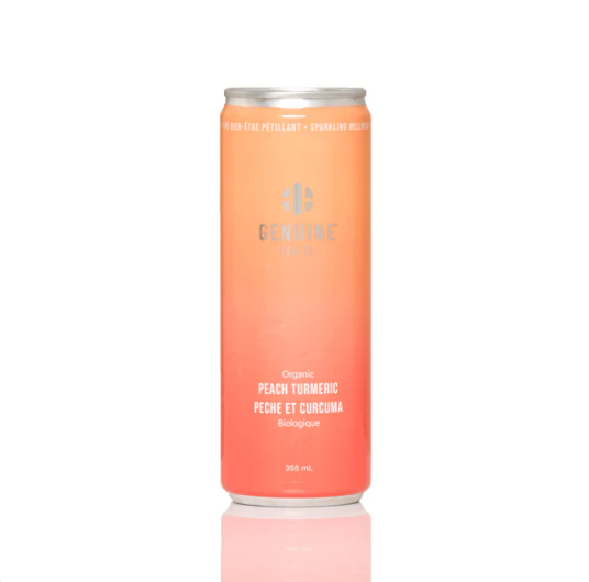 Geuine Tea Co. - Organic Sparkling Peach Turmeric Ceylon Iced Tea, 355Ml