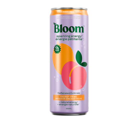Bloom Sparkling Energy Drink Peach Mango, 355Ml