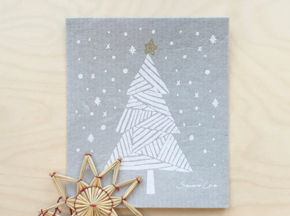 Square Love Swedish Sponge Cloths - Snow Tree