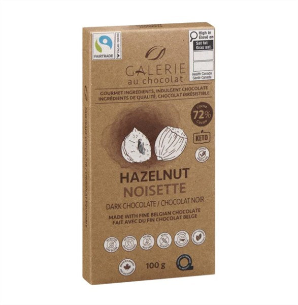 Galerie Fair Trade 72% Dark Chocolate Hazelnut Bar, 100G