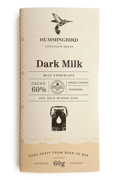 Hummingbird Chocolate - Dark Milk Chocolate Bar, 60G