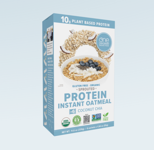 One Degree Organic Sprouted Coconut Chia Protein Instant Oatmeal, 330G