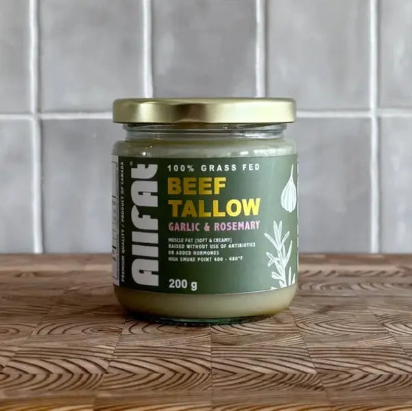 Allfat - 100% Grass Fed Garlic & Rosemary Beef Tallow 200G