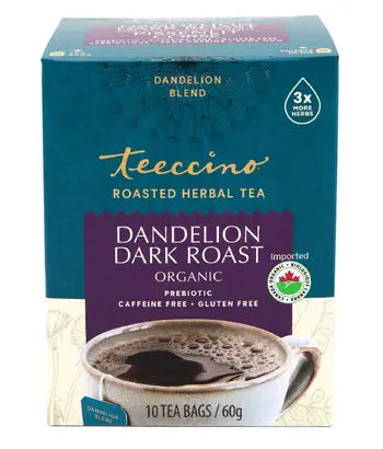 Teeccino Organic Dandelion Dark Roast Herbal Tea, 10Ct