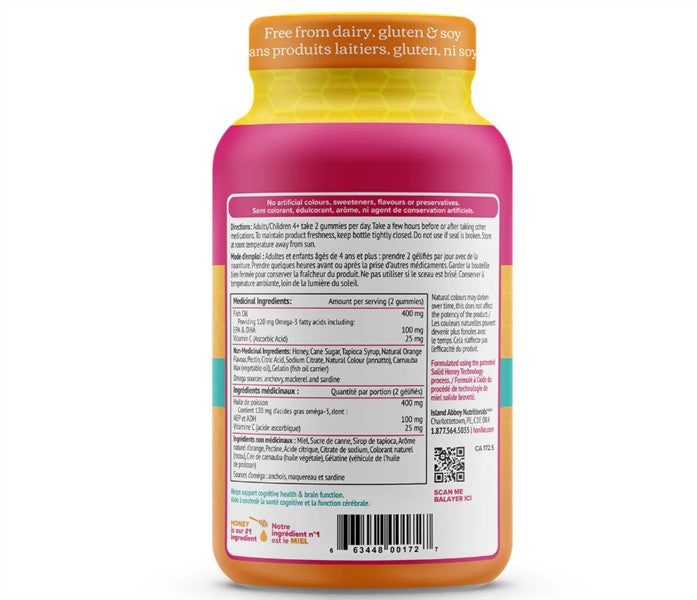 Honibe - Omega-3: Brain Health; Orange Flavour, 60 Gummies