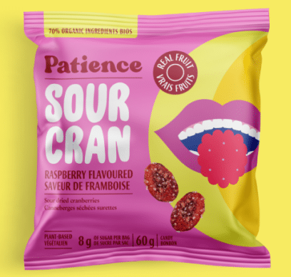 Patience Fruit & Co Organic Sour Dried Cranberries - Raspberry, 60G