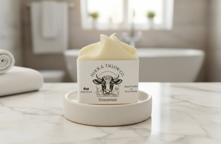 Flock & Tallow Co. Tallow Soap Block - Unscented, 4Oz
