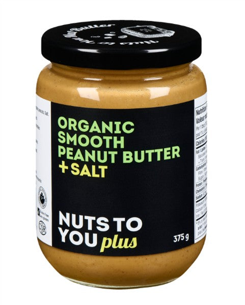 Nuts To You Plus Organic Smooth Peanut Butter + Salt, 375G