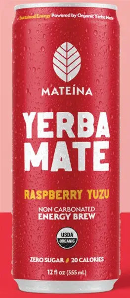 Mateina Yerba Mate Energy Infusion - Raspberry Yuzu, 355Ml