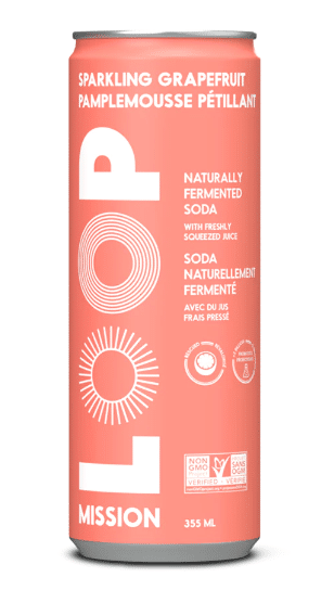 LOOP Mission Sparkling Grapefruit Probiotic Soda, 355Ml
