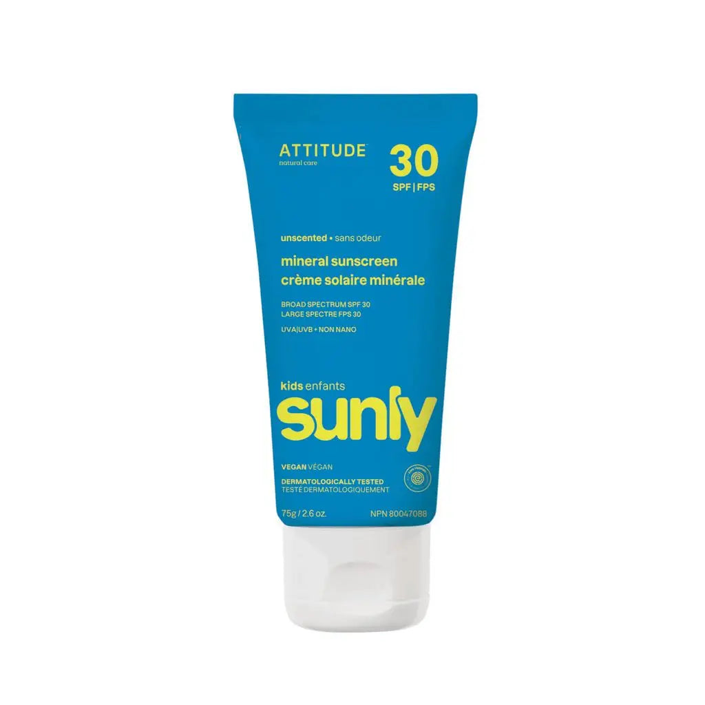 Attitude Living - Baby & Kids Unscented Mineral Sunscreen SPF 30, 75G