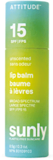 Attitide Living - Sunly Unscented Lip Balm SPF15, 8.5G