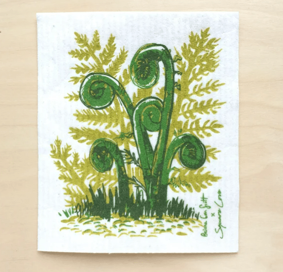 Square Love Swedish Sponge Cloths - Fiddle Heads