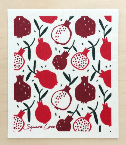 Square Love Swedish Sponge Cloths - Pomegranate