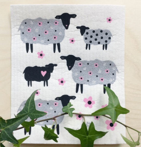 Square Love Swedish Sponge Cloths - Sheep