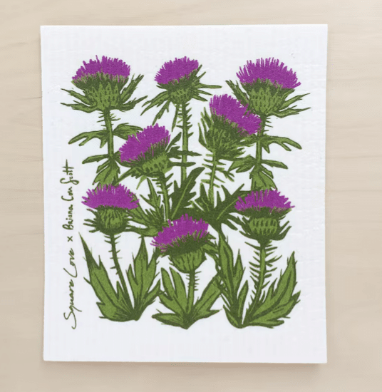Square Love Swedish Sponge Cloths - Thistle