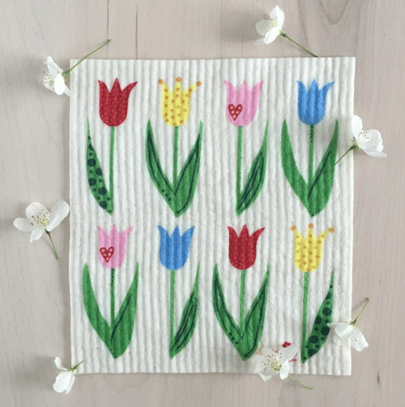 Square Love Swedish Sponge Cloths - Tulips